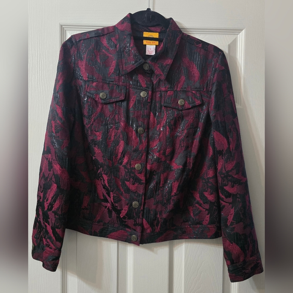Ruby Rd. Red And Black Jacket, Size 8 - image 1